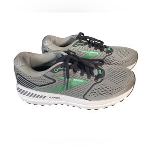 Brooks Gray and Green Athletic Shoes with Breathable Mesh